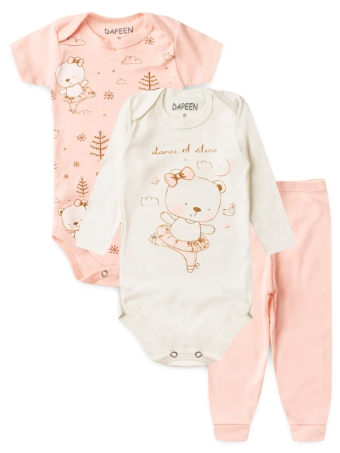 Kit Body Bebê Menina Suedine Ursa Bailarina